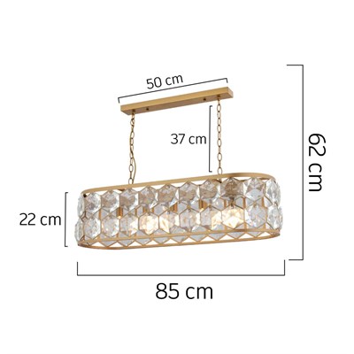 Apliqa Roman 5li Sıralı Eskitme Kristalli Taşlı Modern Tasarım Kristal Salon Avize