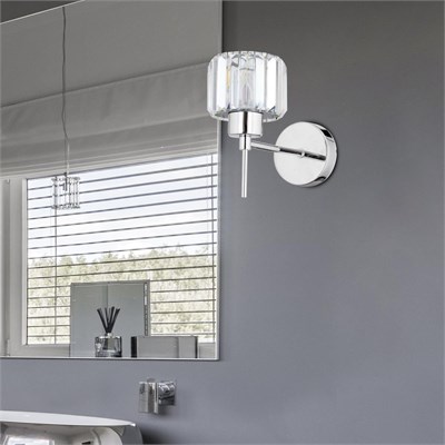 Apliqa Sadem Krom Kristal Taşlı Duvar Lambası Yatak Odası-yatak Başı-salon Için Aplik