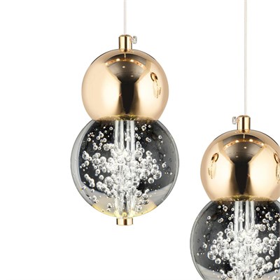 Apliqa Sasha 3lü Yuvarlak 3 Renkli 48 Watt Gold Kristal Ledli Modern Oturma Odası Salon Sarkıt Avize