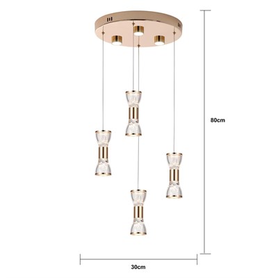 Apliqa Sayen 4lü Yuvarlak Gold Sarkıt Led Avize