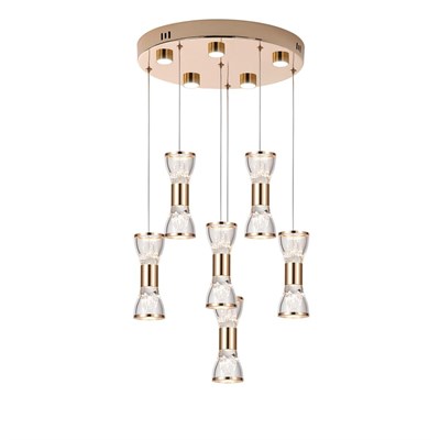 Apliqa Sayen 6lı Yuvarlak Gold Sarkıt Led Avize