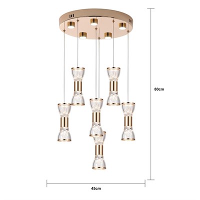 Apliqa Sayen 6lı Yuvarlak Gold Sarkıt Led Avize