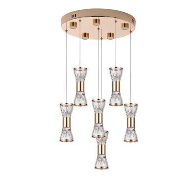 Apliqa Sayen 6lı Yuvarlak Gold Sarkıt Led Avize