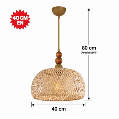 Apliqa Sera Tekli Rattan Modern Sarkıt Avize, Hasır Avize, Oturma Odası Mutfak Salon Koridor Avize
