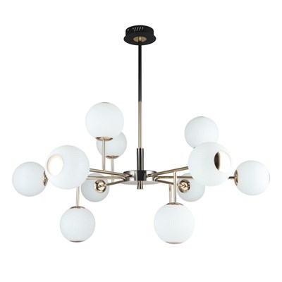 Apliqa Sofia 12li Siyah Gold 100 Watt Yuvarlak Modern Oturma Odası, Salon Avize