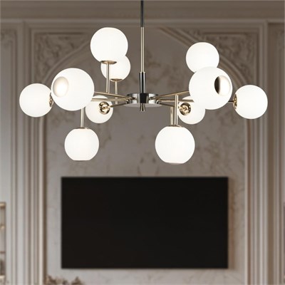 Apliqa Sofia 12li Siyah Gold 100 Watt Yuvarlak Modern Oturma Odası, Salon Avize