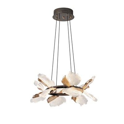 Apliqa Taran 50lik Siyah Gold Çiçek Desenli 60 Watt Yuvarlak Modern Salon Led Avize