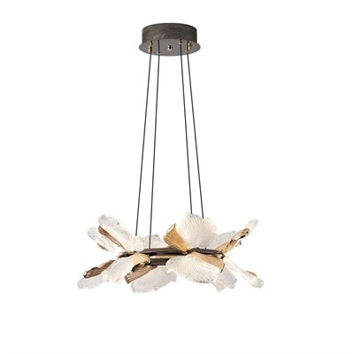 Apliqa Taran 50lik Siyah Gold Çiçek Desenli 60 Watt Yuvarlak Modern Salon Led Avize