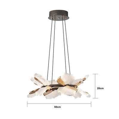 Apliqa Taran 50lik Siyah Gold Çiçek Desenli 60 Watt Yuvarlak Modern Salon Led Avize