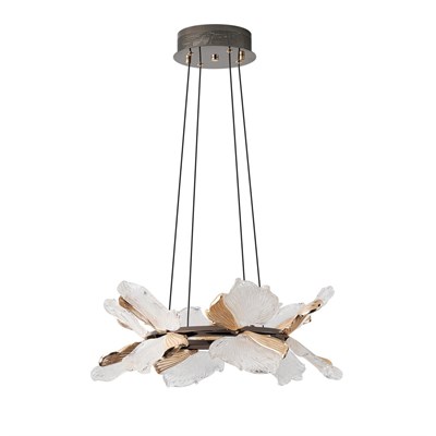 Apliqa Taran 50lik Siyah Gold Çiçek Desenli 60 Watt Yuvarlak Modern Salon Led Avize