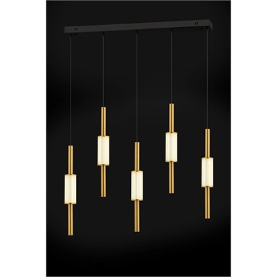 Apliqa Thressa 5li Sıralı Siyah Eskitme 3 Renkli Led Avize