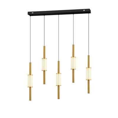 Apliqa Thressa 5li Sıralı Siyah Eskitme 3 Renkli Led Avize