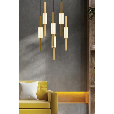 Apliqa Thressa 6lı Yuvarlak Siyah Eskitme 3 Renkli Led Avize