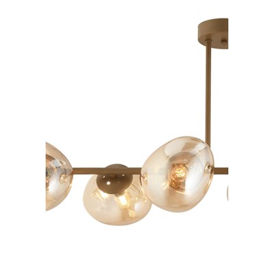 Apliqa Tristan 6lı Sıralı Eskitme Modern Yemek Masası Üstü, Salon Avize