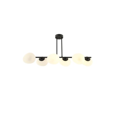 Apliqa Tristan 6lı Sıralı Siyah Modern Yemek Masası Üstü, Salon Avize