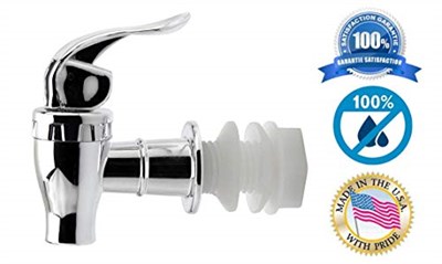 AquaNation BPA İçermeyen Yedek Soğutucu Musluk Su Şişesi Sürahisi Seramik Su Kabı Yeniden Kullanılabilir Musluk Su İçecek Kolu Dökme Dağıtıcı Valf Yerçekimi Su Musluğu - Krom (1)