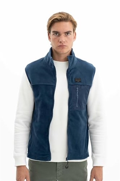 Ar-ma Erkek Polar Yelek Regular Fit Tam Fermuarlı%100 Polyester Softech Kışlık Cepli Baskısız K26424674201 İndigo-İ1