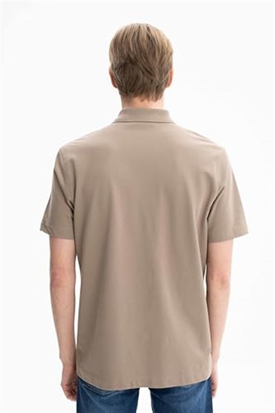 Ar-ma Erkek Polo Yaka Kısa Kollu Gömlek Regular Fit%100 Pamuk Penye Pike Düğme Kapamalı Cepsiz Y25374351101 Gri-Bej G8