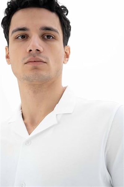 Ar-ma Erkek Polo Yaka Kısa Kollu Gömlek Regular Fit%100 Pamuk Penye Pike Düğme Kapamalı Cepsiz Y25374351101 Beyaz-B1