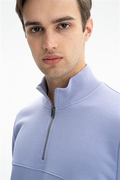 Ar-ma Erkek Yarim Fermuar Sweatshirt Basic Baskisiz Yandan Fermuar Cepli Örme Kumaş Regular Fit%75 Pamuk%25 Polyester 30/1 3 İplik Şardonsuz K26404626301