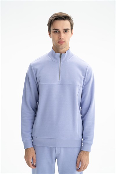 Ar-ma Erkek Yarim Fermuar Sweatshirt Basic Baskisiz Yandan Fermuar Cepli Örme Kumaş Regular Fit%75 Pamuk%25 Polyester 30/1 3 İplik Şardonsuz K26404626301