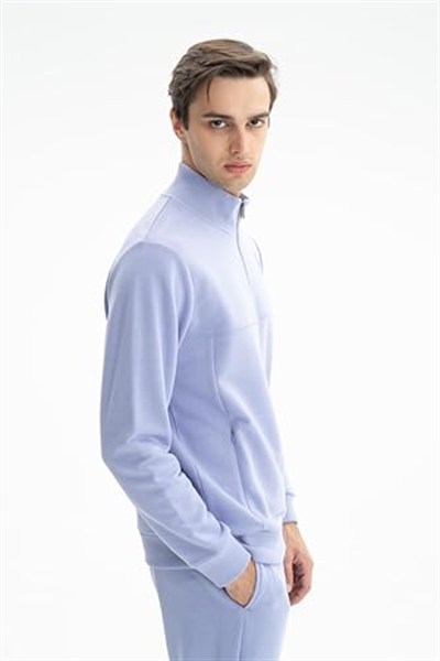 Ar-ma Erkek Yarim Fermuar Sweatshirt Basic Baskisiz Yandan Fermuar Cepli Örme Kumaş Regular Fit%75 Pamuk%25 Polyester 30/1 3 İplik Şardonsuz K26404626301