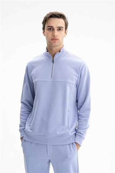 Ar-ma Erkek Yarim Fermuar Sweatshirt Basic Baskisiz Yandan Fermuar Cepli Örme Kumaş Regular Fit%75 Pamuk%25 Polyester 30/1 3 İplik Şardonsuz K26404626301