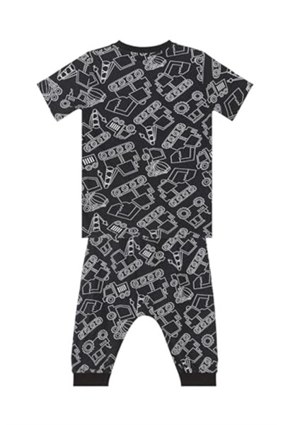 Araba Erkek Çocuk Siyah T-Shirt Kapri Şort Takım