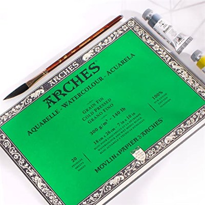 Arches 1795058 bloklu sulu boya kağıdı (18 x 26 cm, 4 tarafı yapıştırılmış, 300 g/m² ince tanecikli) 20 yaprak doğal beyaz