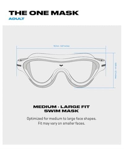 ARENA The One Mask Anti-Fog Schwimmmaske für Erwachsene, Schwimmmaske mit Großen Gläsern, UV-Schutz, Selbstjustierender Nasensteg, Orbit-Proof Dichtungen