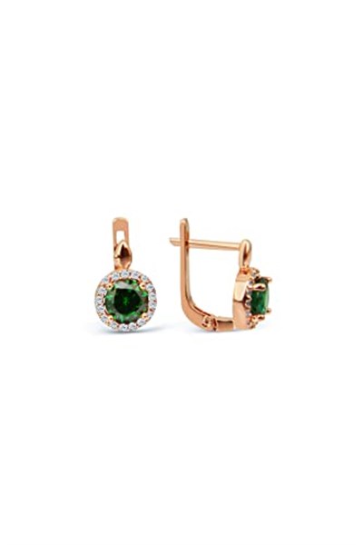 Argentum Concept 925 Ayar Gümüş Rose Yeşil Taşlı Minimal Set - S014302