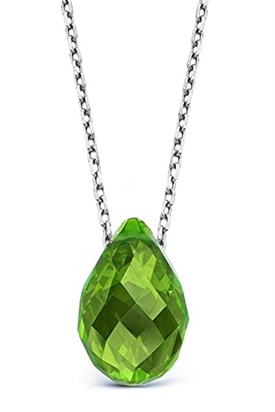Argentum Concept 925 Ayar Gümüş Zincirli Kristal Peridot Taşlı Kolye - N126401