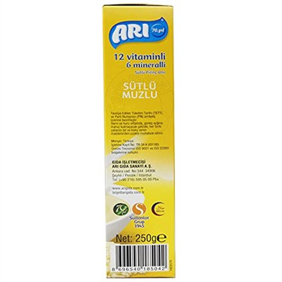 Arı Mama 12 Vitaminli 6 Mineralli Sütlü Muzlu,250 Gr
