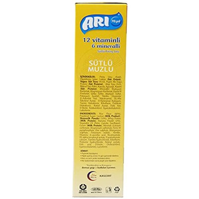 Arı Mama 12 Vitaminli 6 Mineralli Sütlü Muzlu,250 Gr