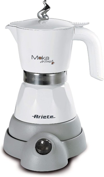 Ariete 1358 Moka Aroma – Elektrikli Kahve Makinesi, 2 – 4 Fincan İçin, 400 W, Otomatik Kapanma, 30°de Sıcak Tutma Fonksiyonu, Beyaz