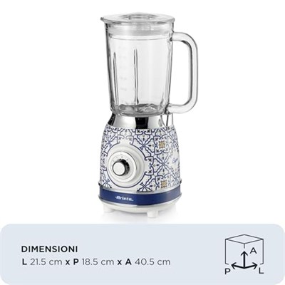 Ariete Capri Cam Smoothie Blender 0583/0C - 1000 Watt, 1,5 Litre Kapasiteli Cam Sürahi, Buz Kırma Fonksiyonu, 4 Paslanmaz Çelik Bıçak, Ani Parçalama Fonksiyonu
