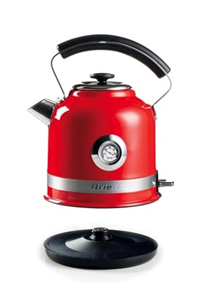 Ariete Moderna Su Isıtıcı Kırmızı 2854/00 - Modern Kettle 1,7 Lt, 2000 Watt, Paslanmaz Çelik Gövde, Su Sıcaklığını Gösteren Termometre, 360° Kablosuz Taban