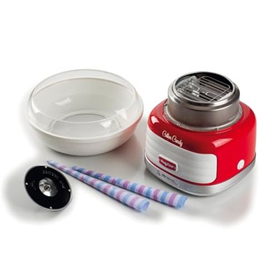 Ariete Party Time Pamuk Şeker Yapma Makinesi Kırmızı 2973/00 - Cotton Candy Machine, 450 Watt, Toz Şeker veya Sert Şekerlerle Uyumlu, 4 Koni ile Pratik Kullanım, Kolay Temizleme