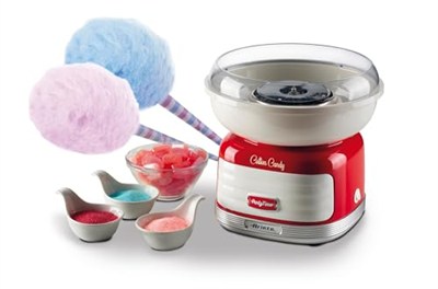 Ariete Party Time Pamuk Şeker Yapma Makinesi Kırmızı 2973/00 - Cotton Candy Machine, 450 Watt, Toz Şeker veya Sert Şekerlerle Uyumlu, 4 Koni ile Pratik Kullanım, Kolay Temizleme