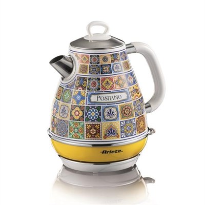 Ariete Positano Elektrikli Su Isıtıcı 1,7 Litre Kettle 2869/0P - Paslanmaz Çelik Gövde, Handmade Decoration, 2000 Watt, Otomatik Kapanma, 360° Kablosuz Taban