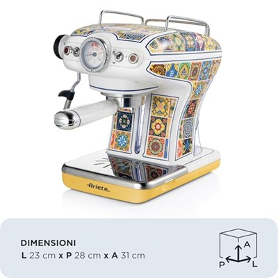 Ariete Positano Espresso Kahve Makinesi 1389/1P - Maxi Cappuccino Cihazı, Süt Köpürtme Başlığı, 850 Watt, 0,9 Litre Çıkarılabilir Su Tankı, Çıkarılabilir Damlama Tepsisi ve Bardak Tutucu