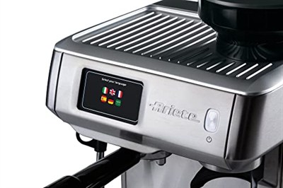 Ariete Profesyonel Dijital Espresso Makinesi 1312/10 - Espresso Coffee Machine, 1600 Watt, 15 Bar Basınç, Paslanmaz Çelik Gövde, Entegre Kahve Değirmeni, TFT Dijital Ekran, Maxi Cappuccino Cihazı