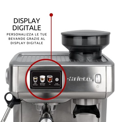 Ariete Profesyonel Dijital Espresso Makinesi 1312/10 - Espresso Coffee Machine, 1600 Watt, 15 Bar Basınç, Paslanmaz Çelik Gövde, Entegre Kahve Değirmeni, TFT Dijital Ekran, Maxi Cappuccino Cihazı