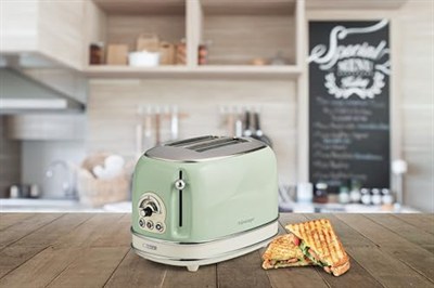 Ariete Vintage Ekmek Kızartma Makinesi 2 Dilim Yeşil 0155/14-810 Watt, Metal Gövde, 2 Dilim Kapasite, Buz Çözme, Isıtma, 6 Kızartma Ayarı, Kolay Temizlik, Çıkarılabilir Kırıntı Tepsisi