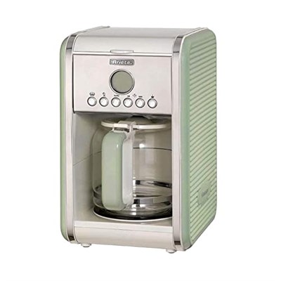 Ariete Vintage Filtre Kahve Makinesi Yeşil 1342/04-2 Lt Temperli Cam Sürahi, 12 Fincan Kapasite, 960 Watt, Amerikan Kahve Makinesi, 24 Saate Kadar Önceden Programlanabilir, LCD Ekran ve Zamanlayıcı