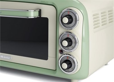 Ariete Vintage Fırın Yeşil 0979/04 - Pizza Fırını, 1380 Watt, 18 Litre Kapasite, 3 Pişirme Fonksiyonu, Paslanmaz Çelik Hazne, 60 Dakika Zamanlayıcı, Çift Cam, 230°C ye Kadar Sıcaklık, Kolay Temizleme