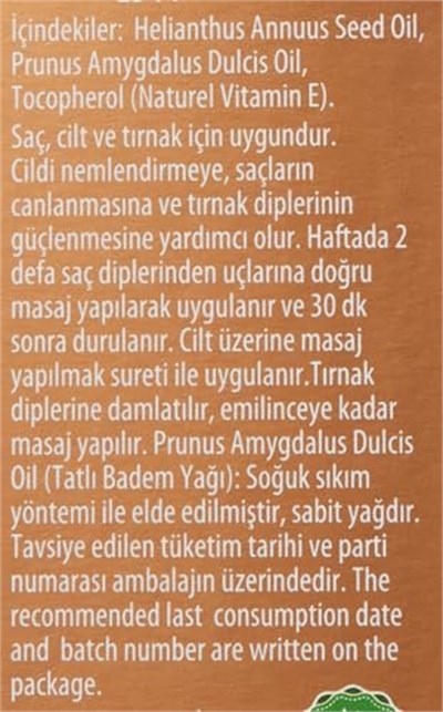 Arifoğlu Tatlı Badem Yağı (50 ml) - Seçenekler: 50 ml, 100 ml, 250 ml