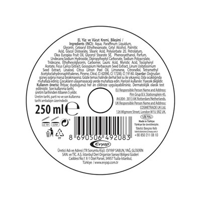 Arko Nem Değerli Yağlar Zeytinyağlı Nemlendirici Krem, 250 ml