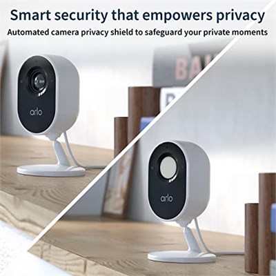 Arlo Essential İç Mekan Kamerası - Gizlilik Kalkanlı 1080p Video, Takılabilir, Gece Görüşü, 2 Yönlü Ses, Siren, Doğrudan WiFi Hub Gerekmez, Kablosuz Güvenlik, Beyaz - VMC2040