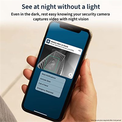Arlo Essential İç Mekan Kamerası - Gizlilik Kalkanlı 1080p Video, Takılabilir, Gece Görüşü, 2 Yönlü Ses, Siren, Doğrudan WiFi Hub Gerekmez, Kablosuz Güvenlik, Beyaz - VMC2040